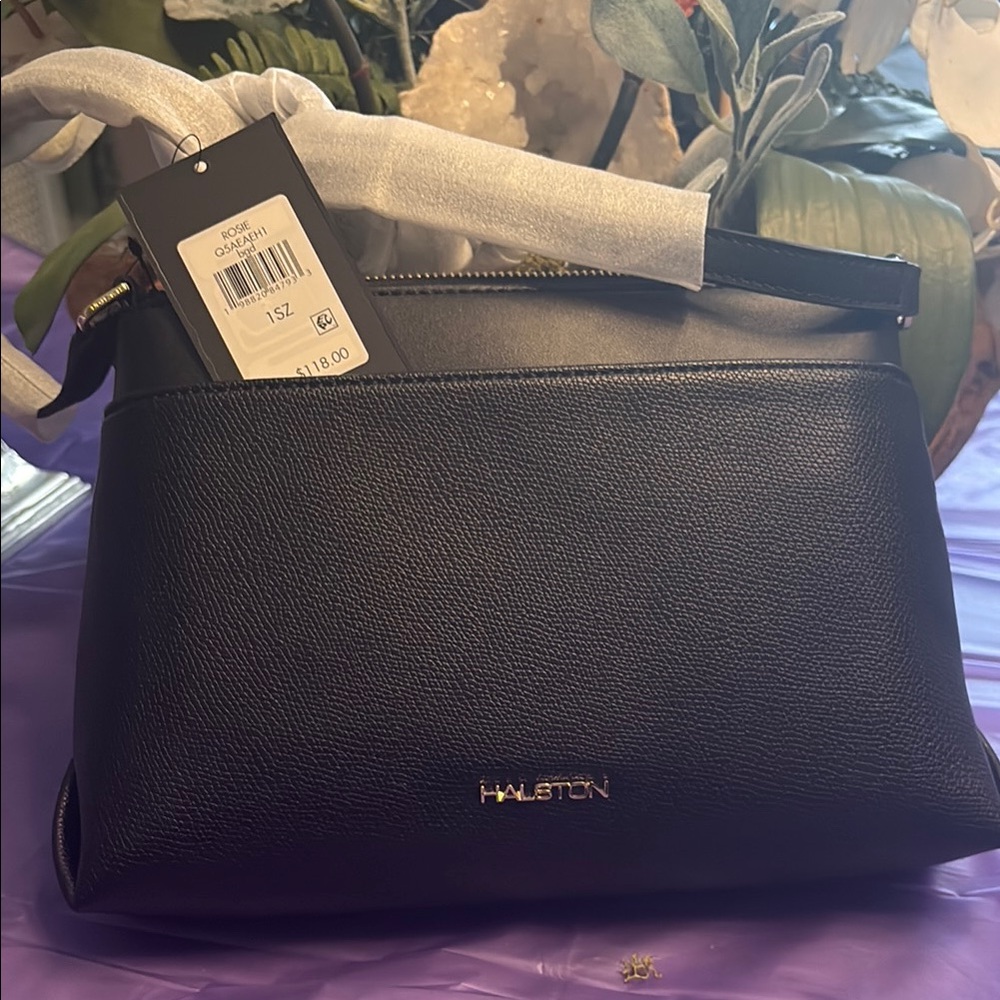 Halston Heritage Black Leather Crossbody Bag
